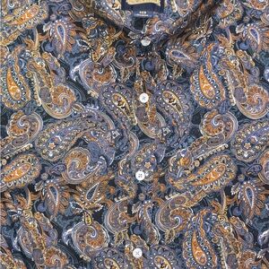 Daniel Cremieux Paisley Button-Down Shirt in Navy & Gold